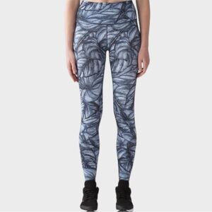 Lululemon Wunder Under Hi-Rise Tight Nulux Concrete Jungle Leaf Alpine White 10